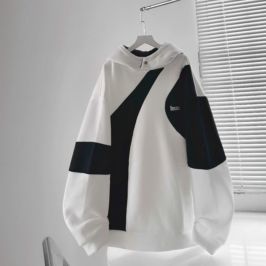 Aó Hoodie Phối Thân Thêu DESSUU Nón Rộng Nút Bấm Cổ Siêu xinh,Hàng Đẹp Chuẩn ShoP Kèm ảnh Thật