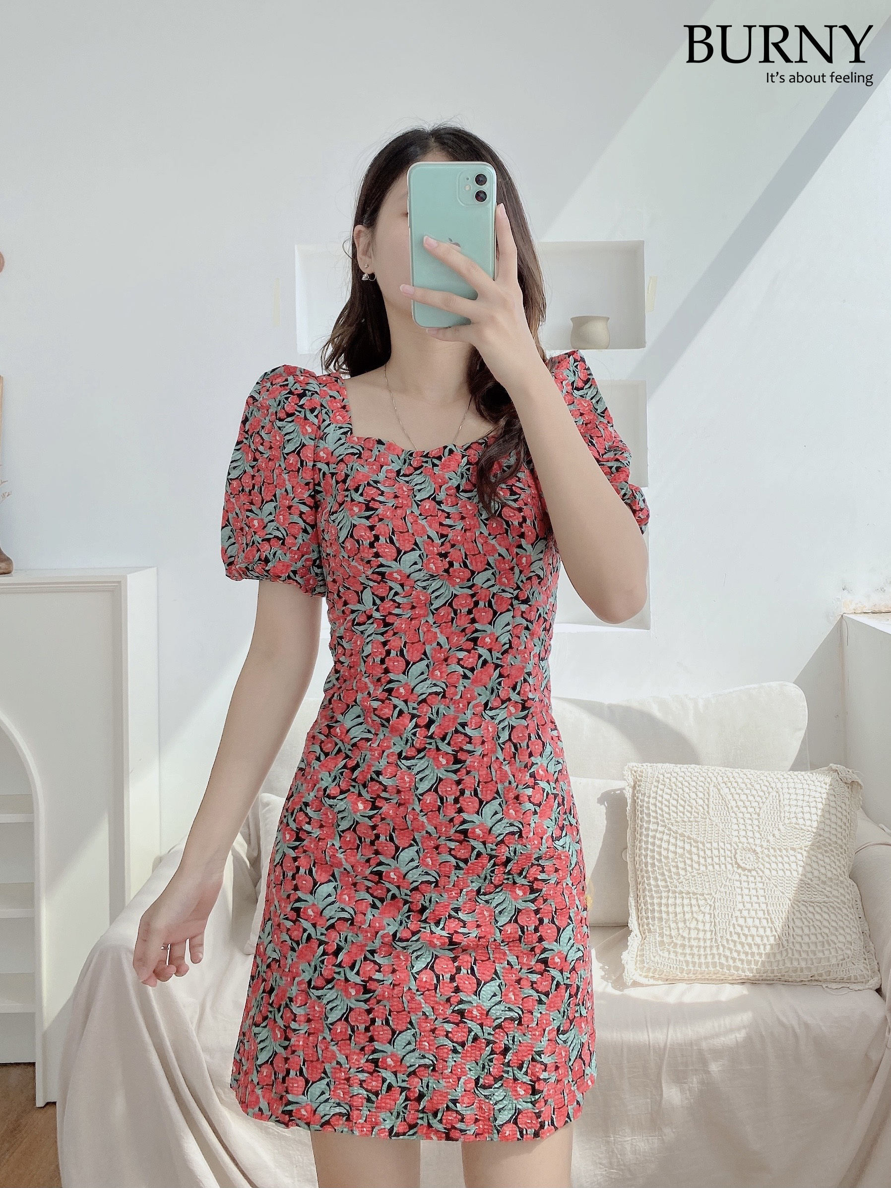 Váy đầm body họa tiết hoa sang chảnh Snow white foam dress Bunry V4002499