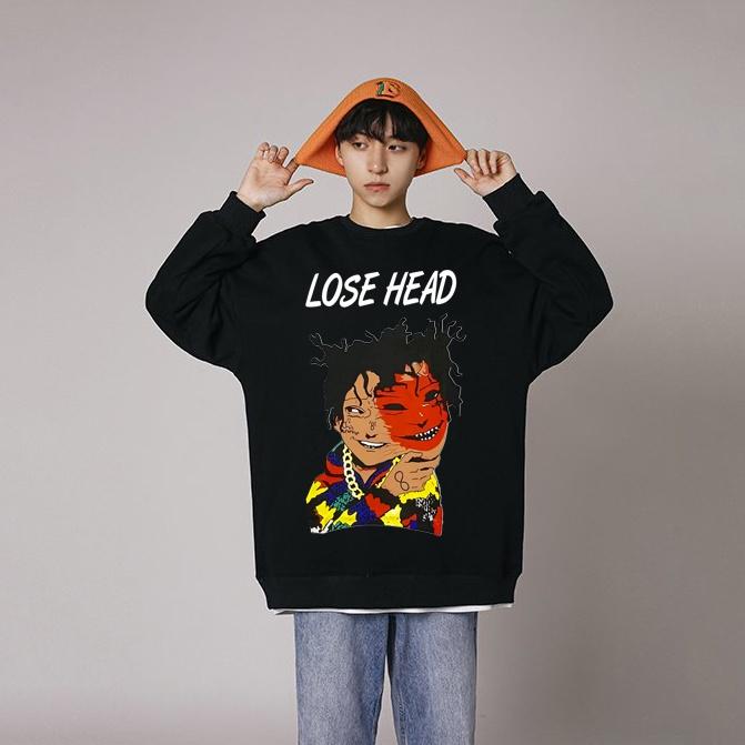Áo dài tay trơn NỈ BÔNG Unisex MonsterX LOSSE HEAD Sweater Ulzzang cặp đôi nam nữ form rộng oversize Hàn Quốc