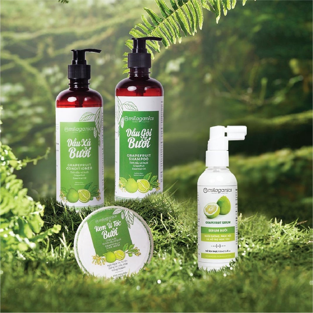 Combo Minisize Dầu Gội & Dầu Xả Bưởi Ngừa Rụng & Kích Thích Mọc Tóc Từ Tinh Dầu Bưởi Nguyên Chất MILAGANICS