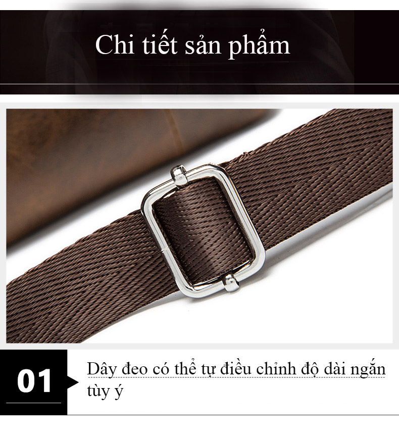 Túi đeo chéo nam cỡ nhỏ da bò 100% cao cấp - mã 701