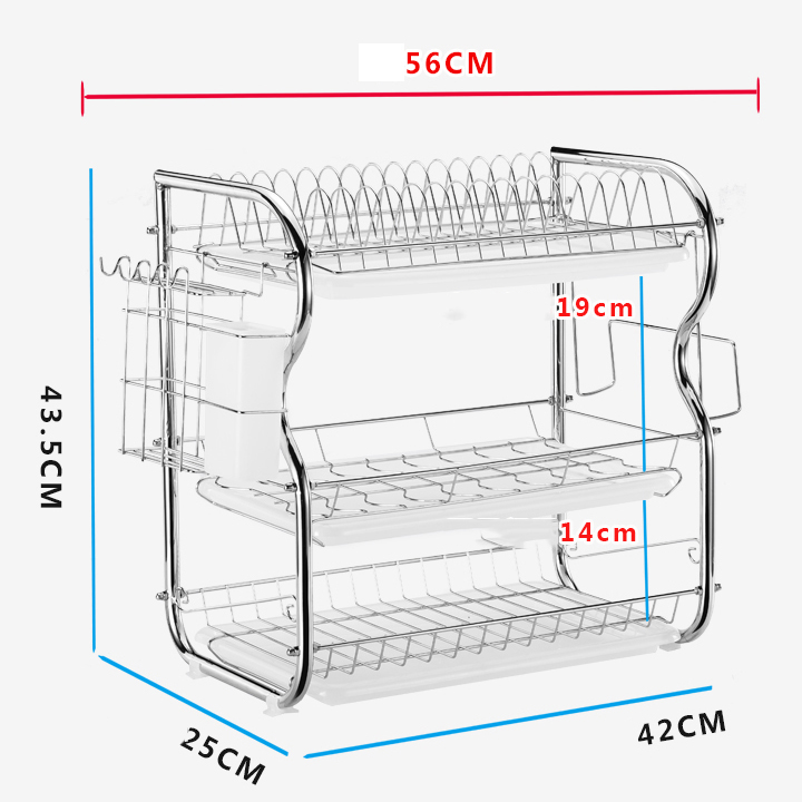 Kệ để chén bát đĩa dao thớt 3 tầng inox HRE0164