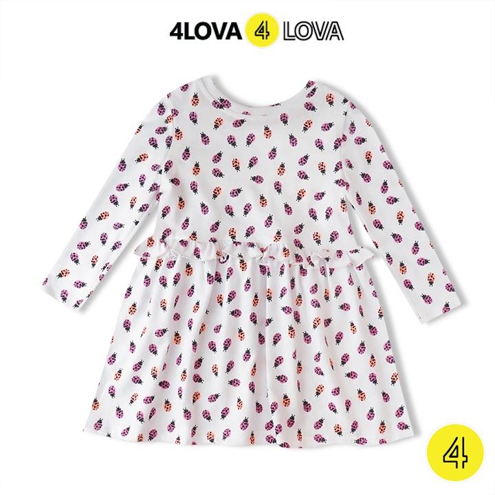Hình ảnh Váy thun dài tay cho bé gái 4LOVA chất cotton từ 1- 8 tuổi