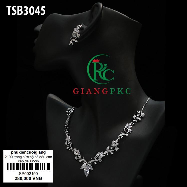 Trang sức bộ cô dâu đá cao cấp zincin sáng bóng lấp lánh đi chơi đi tiệc đều đẹp giangpkc 3045