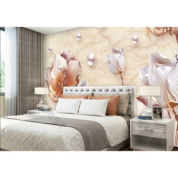 Tranh dán tường Hoa mẫu đơn thanh lịch hiện đại, tranh dán tường 3d hiện đại MS640129