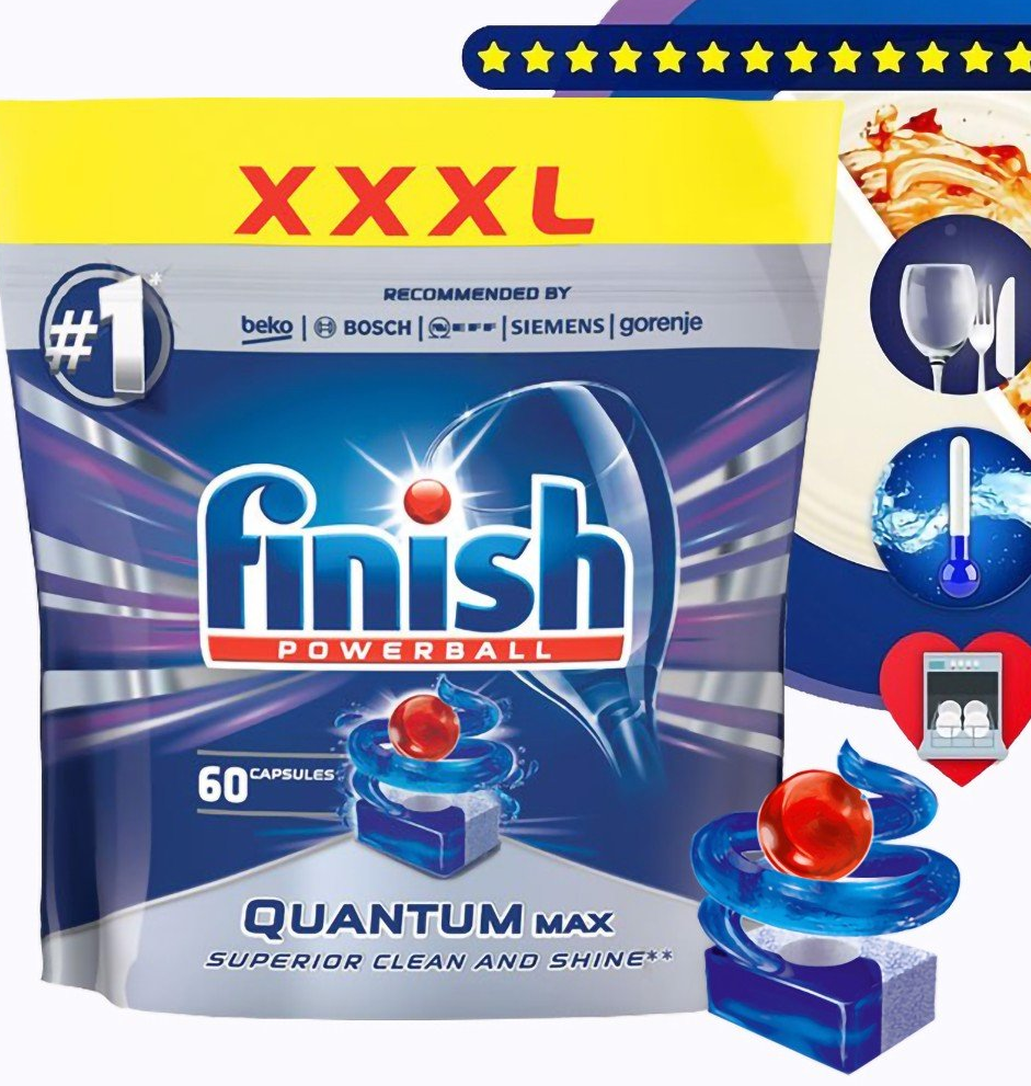 Túi 60 viên rửa bát Finish Quantum Dishwasher Tablets Apple Lime Blast QT025461 - hương chanh, táo