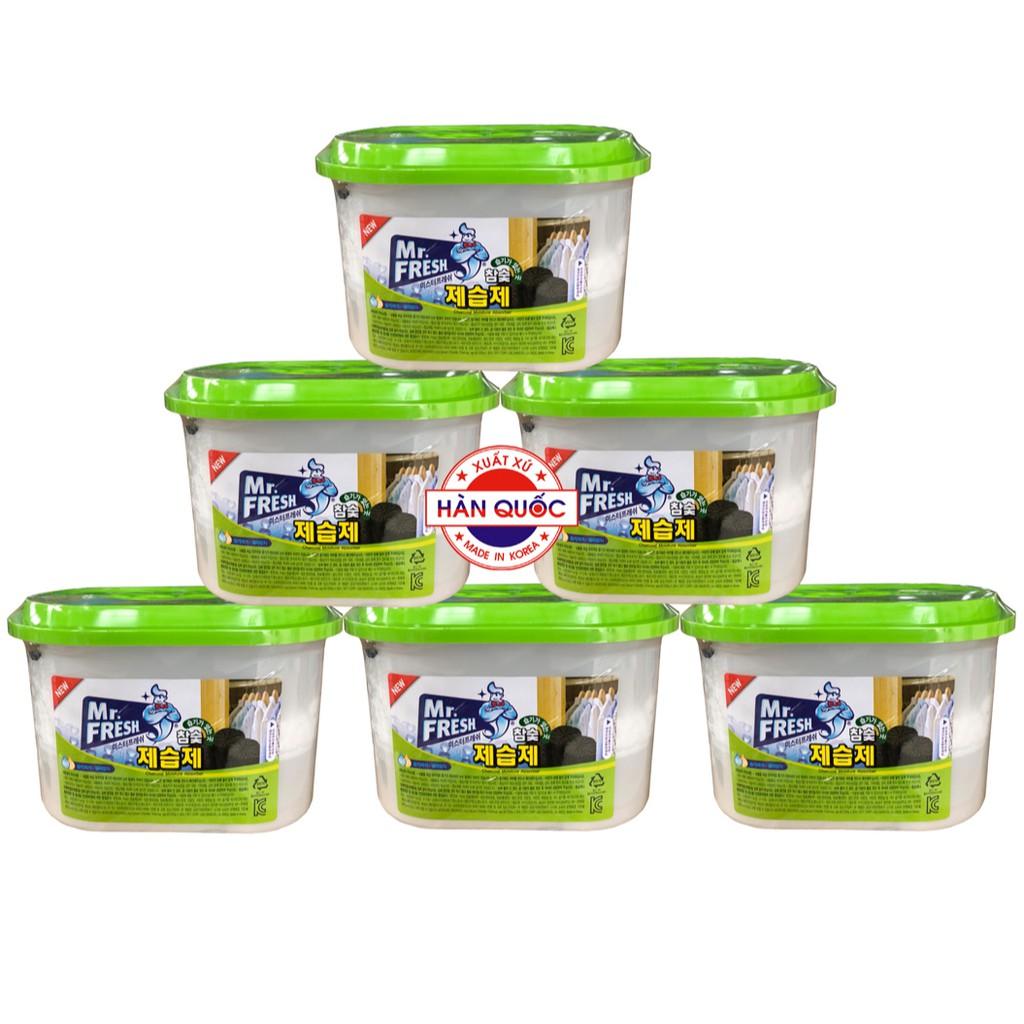 Bộ 6 bình hút ẩm than hoạt tính khử khuẩn Mr Fresh - Korea 256g/bình