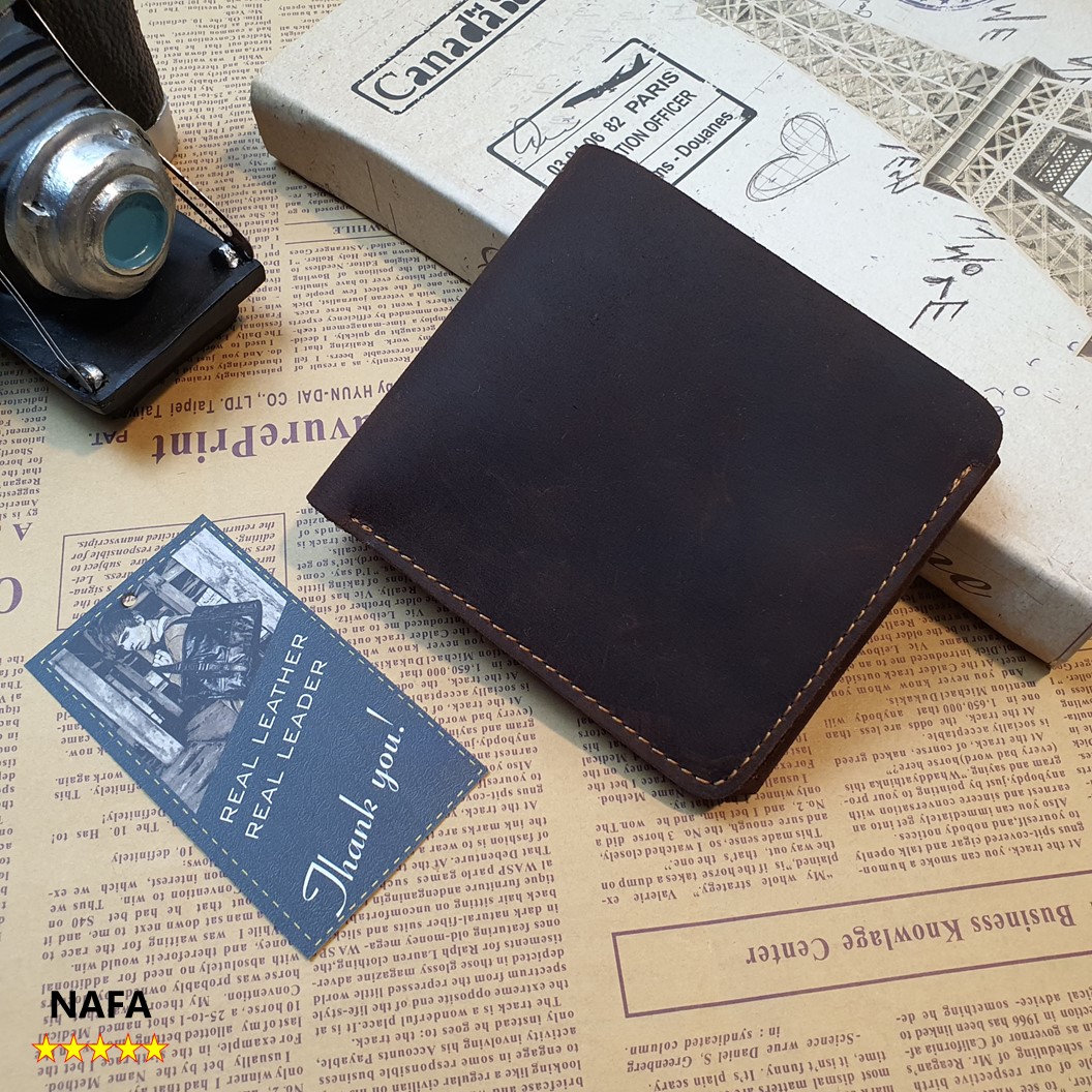 Ví da nam, ví ngang da bò sáp NAFA WS112 tiện lợi nhỏ gọn, sang trọng  – Màu Nâu sáp