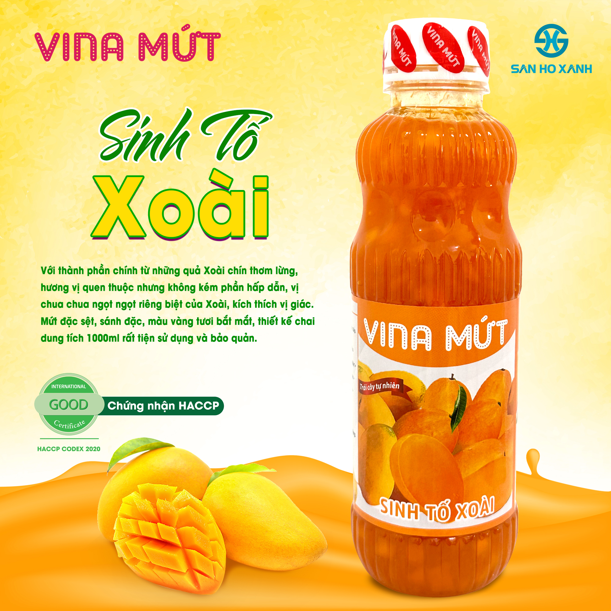 Sinh Tố VINA MỨT 1000ml - 10 Vị Trái Cây Tươi Tự Nhiên