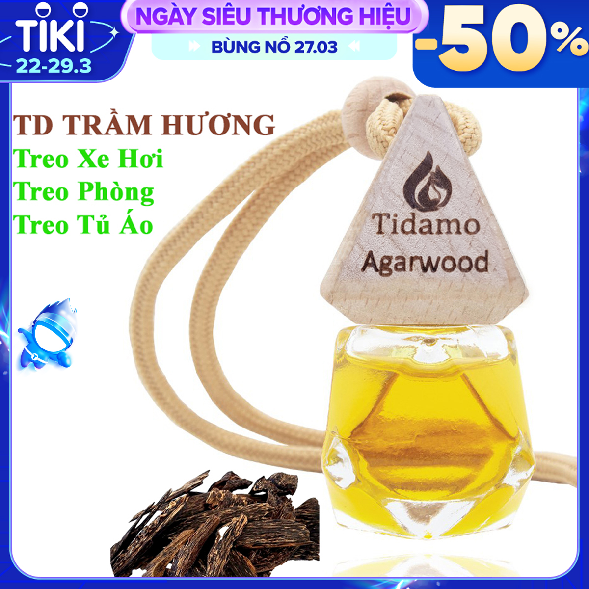 Tinh Dầu Trầm Hương Cao Cấp Treo Xe Ô Tô, Treo Tủ Quần Áo, Treo Phòng Gia Đình - Tinh Dầu Trầm Hương TIDAMO (Agarwood) Giúp Khử Mùi, Kháng Khuẩn Và Thư Giãn Tinh Thần