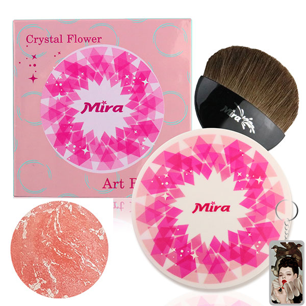 Phấn Má Hồng Mira Crystal Flower Art Blusher Hàn Quốc 10g No.3 Chiffon Orange tặng kèm móc khóa