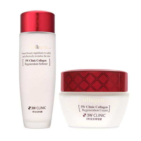 Combo dưỡng trắng da chống lão hoá 3W Clinic (Collgen Regeneration Softener 150ml + Collagen Regeneration Cream 60ml)