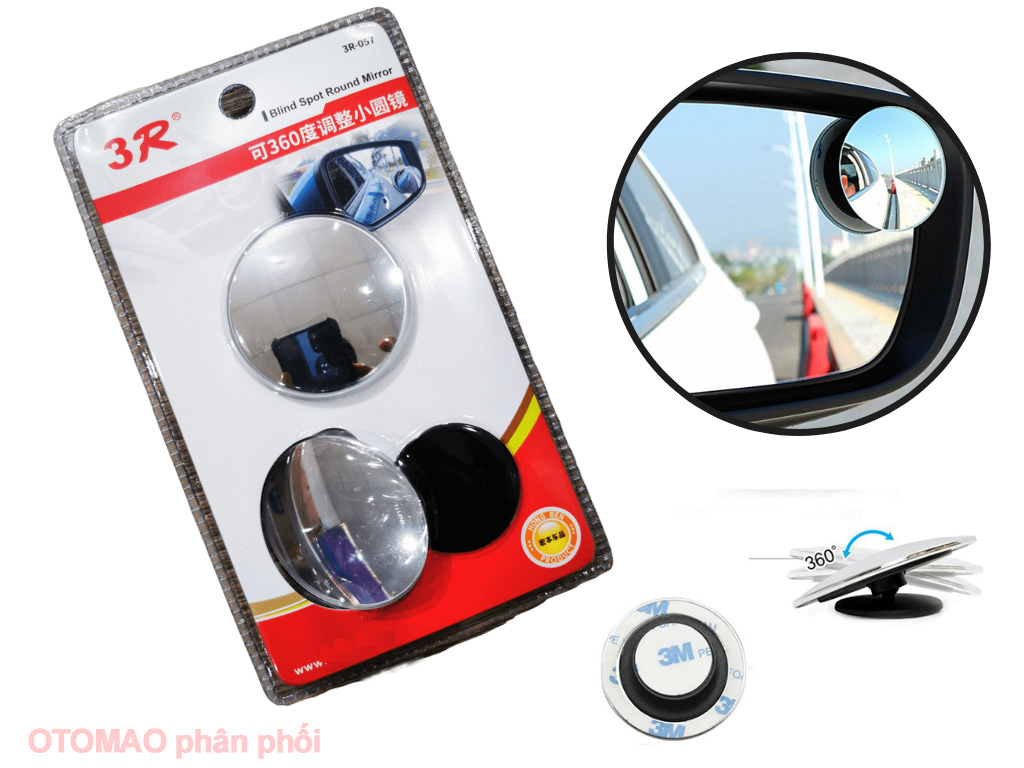 Bộ 02 gương cầu lồi xoá điểm mù ô tô, CHÍNH HIỆU, Gương cầu ô tô, lắp gương chiếu hậu, hàng xịn