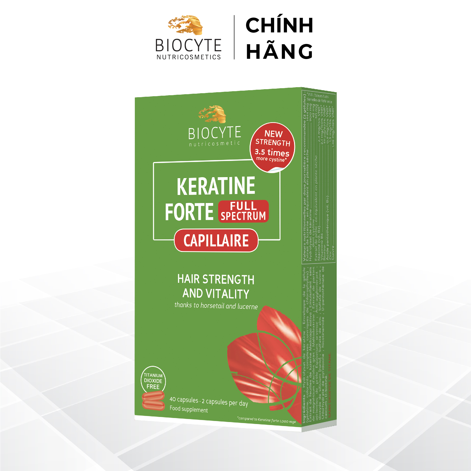 B04 Viên uống giúp tăng cường mọc tóc,giảm rụng tóc BOC Keratine Forte Full Spectrum 40 viên