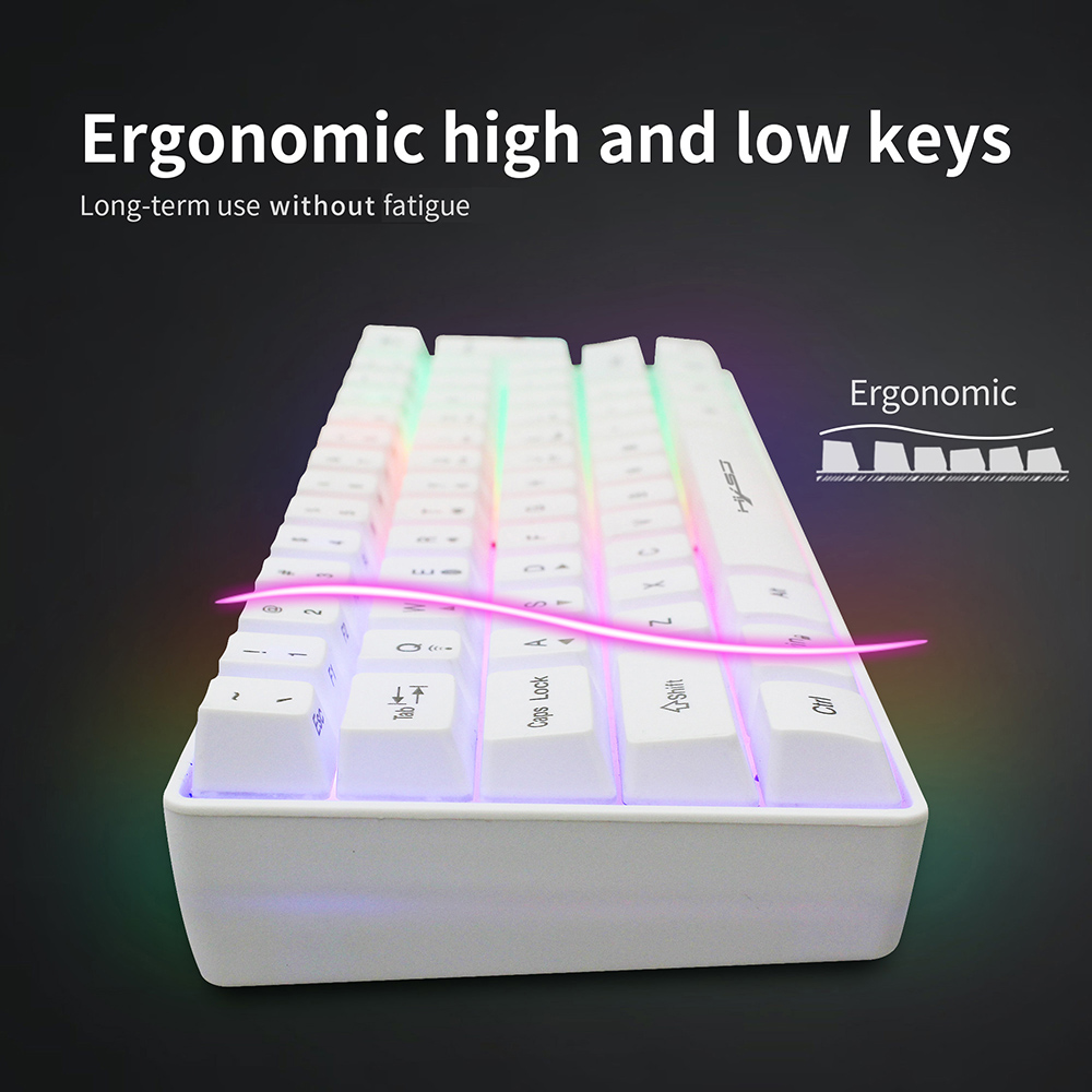 HXSJ L500 61-key Dual-mode Keyboard BT 5.0 Compact Keyboard 2.4G Wireless RGB Backlit Keyboard