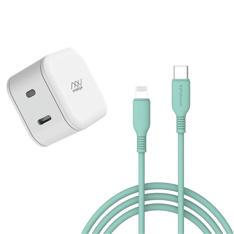 Combo Sạc Innostyle USB-C 18W + Cáp JAZZY USB-C to Lightning 1.2m MFI