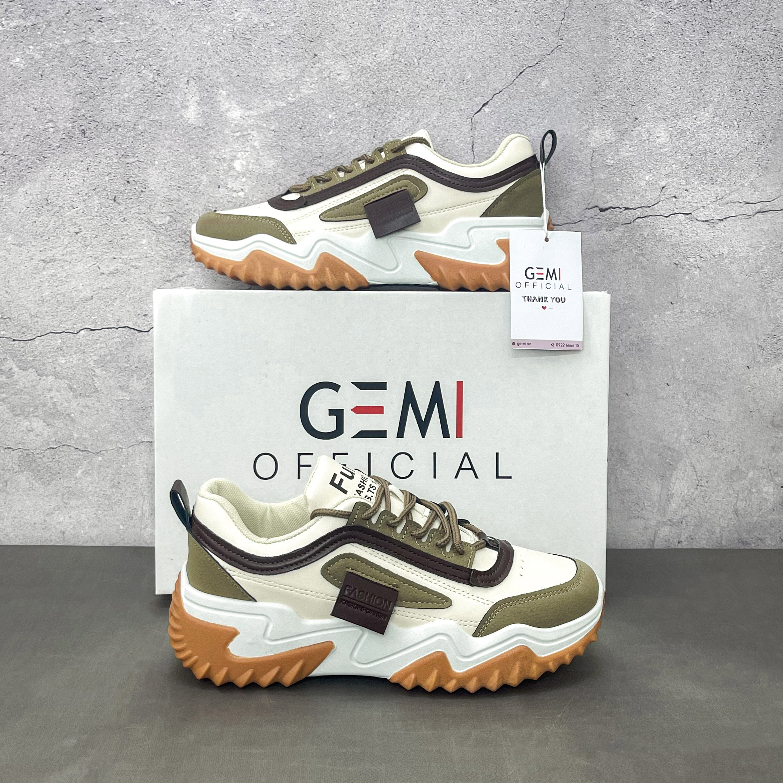 Giày thể thao nữ GEMI - giày ullzzang màu Nâu- Đen, Phù hợp làm giày đôi, giày nhóm- M7313