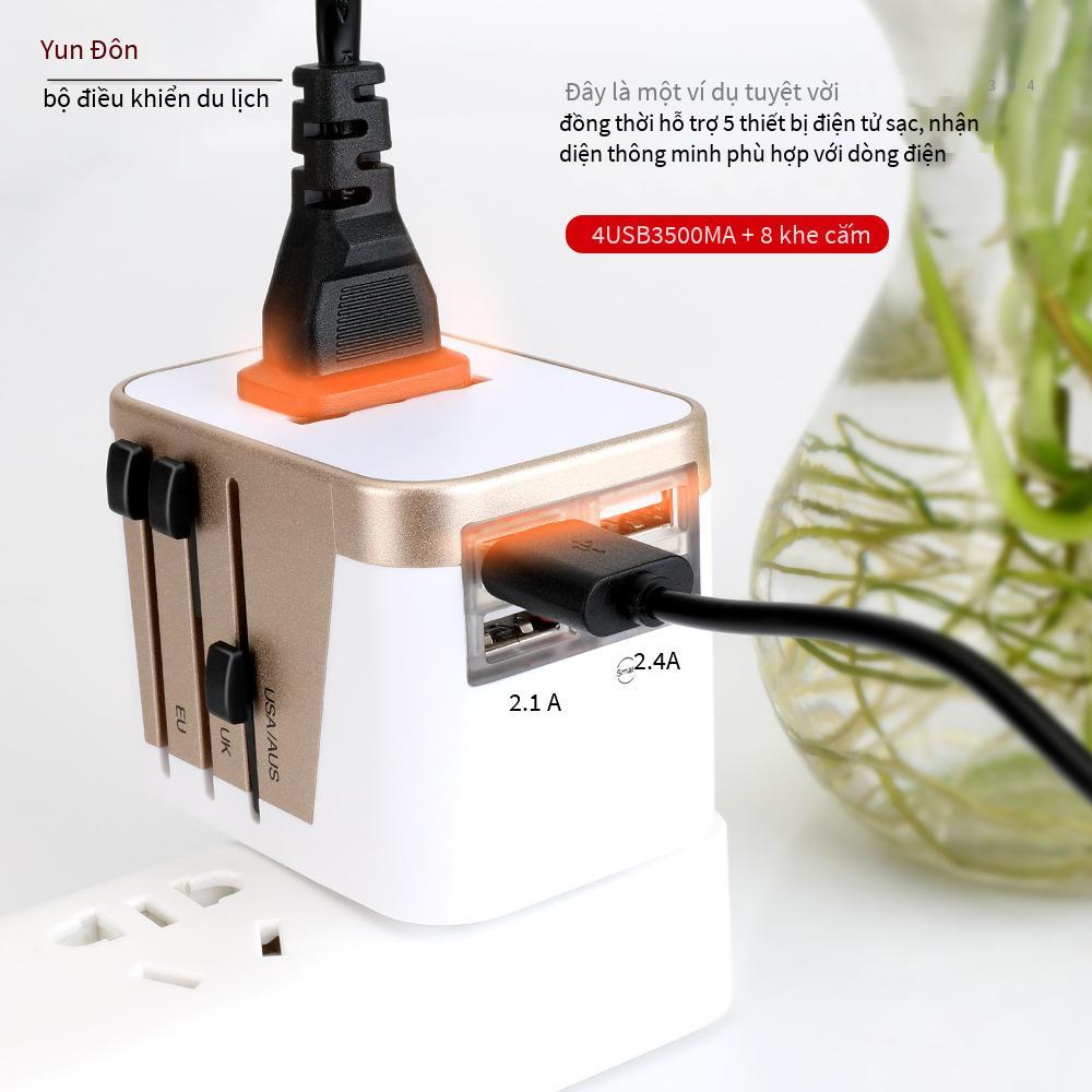 Kiểu ổ cắm du lịch đa năng mới nhất, một lượt, tiêu chuẩn đa châu Âu, ổ cắm chuyển đổi USB tiêu chuẩn Anh, phích cắm chuyển đổi đa quốc gia
