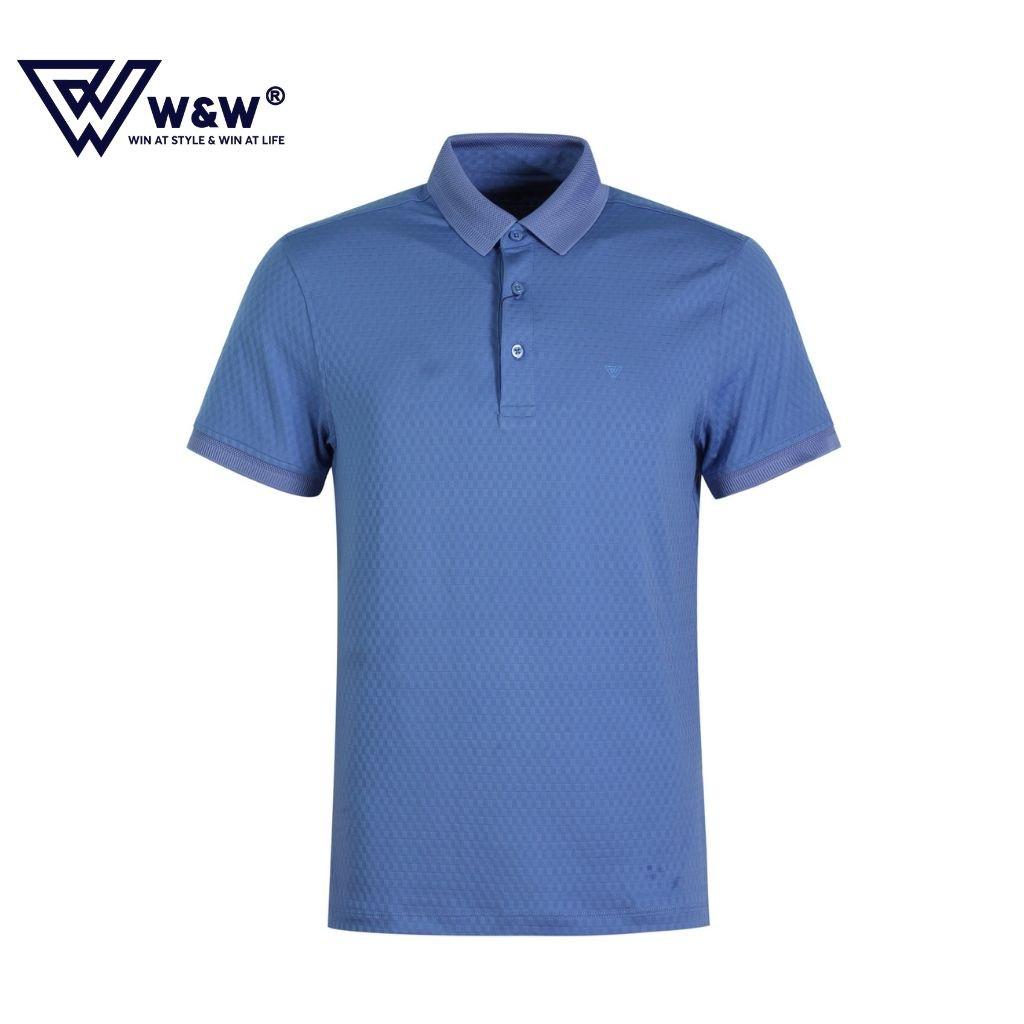 Áo Thun Polo Nam W&amp;W Dáng Regular Fit- Cổ Đức Bẻ Phối Ba Khuy Màu Trơn, Chất Liệu Thoáng Mát, Bền Màu WPO73