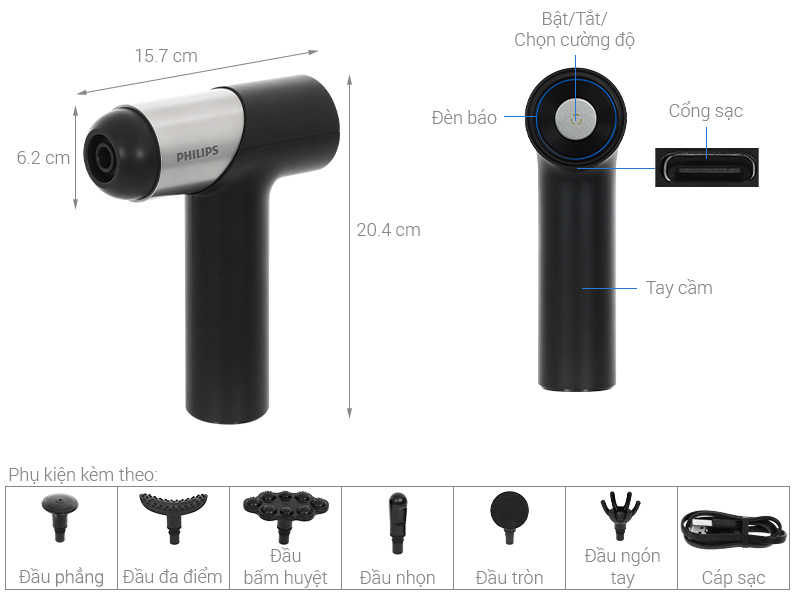 Súng massage cầm tay Philips PPM7323 Hàng chính hãng