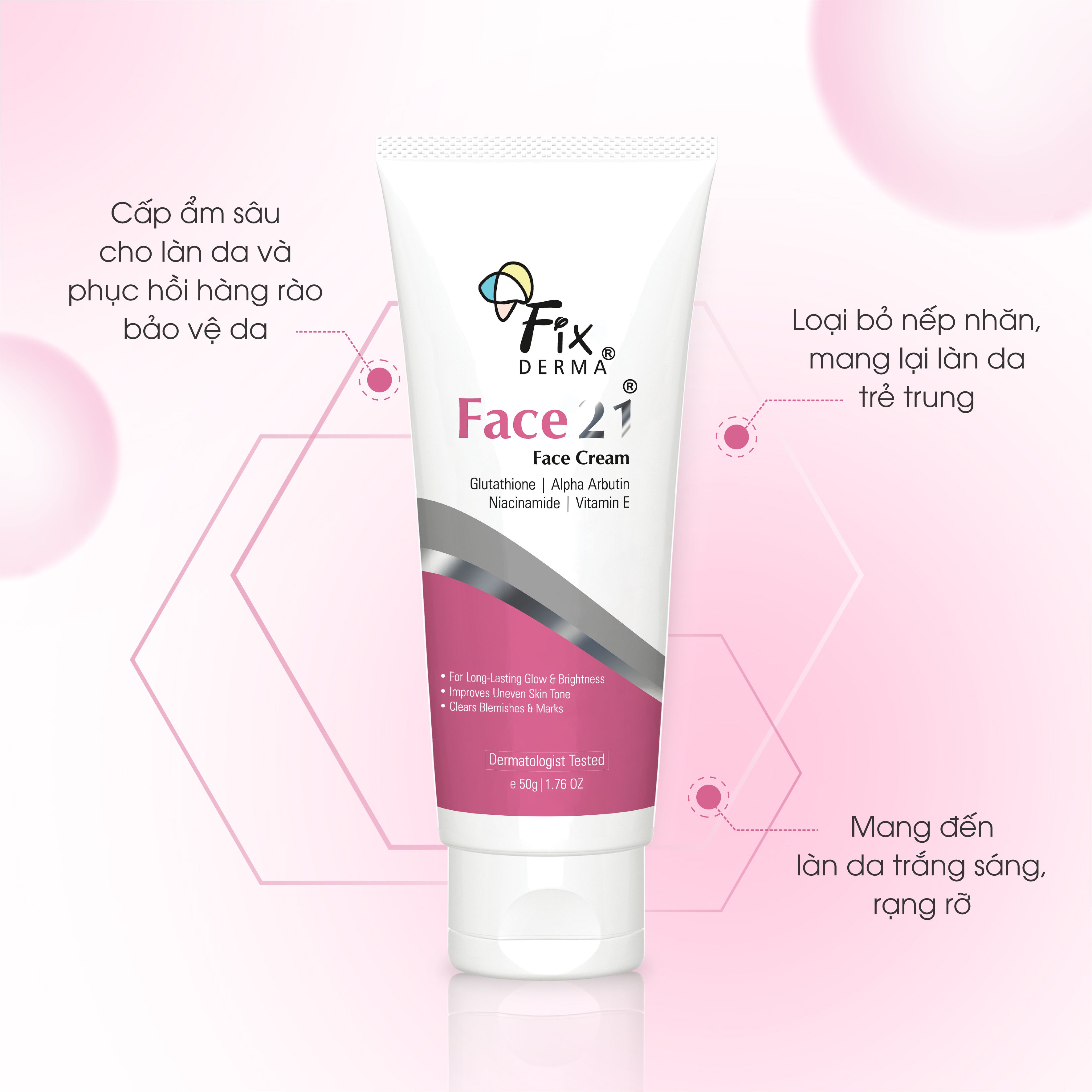 Kem Dưỡng Ẩm Giúp Trắng Da FIXDERMA Face21 Face Cream Giúp Đều Màu Da 50g - Hùng Lợi