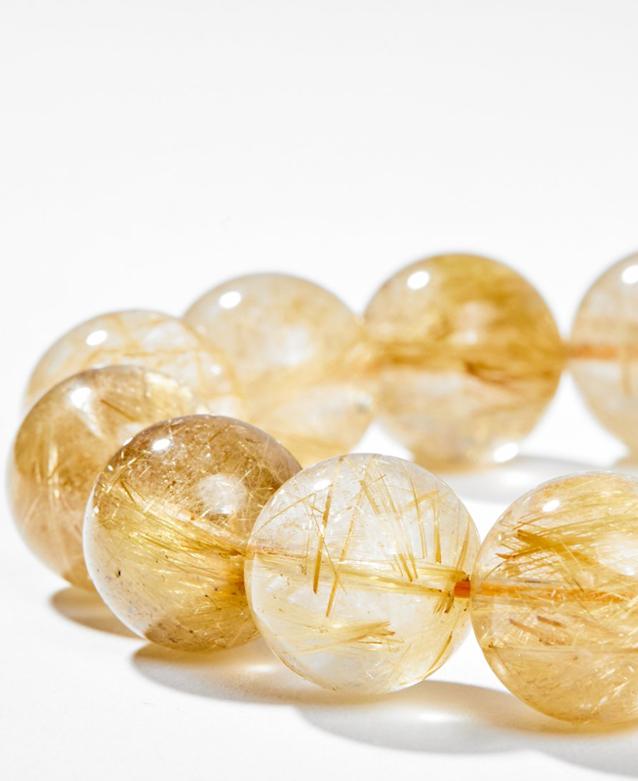Vòng Tay Phong Thủy Nam Đá Thạch Anh Tóc Vàng Mệnh Thổ, Kim Ngọc Quý Gemstones