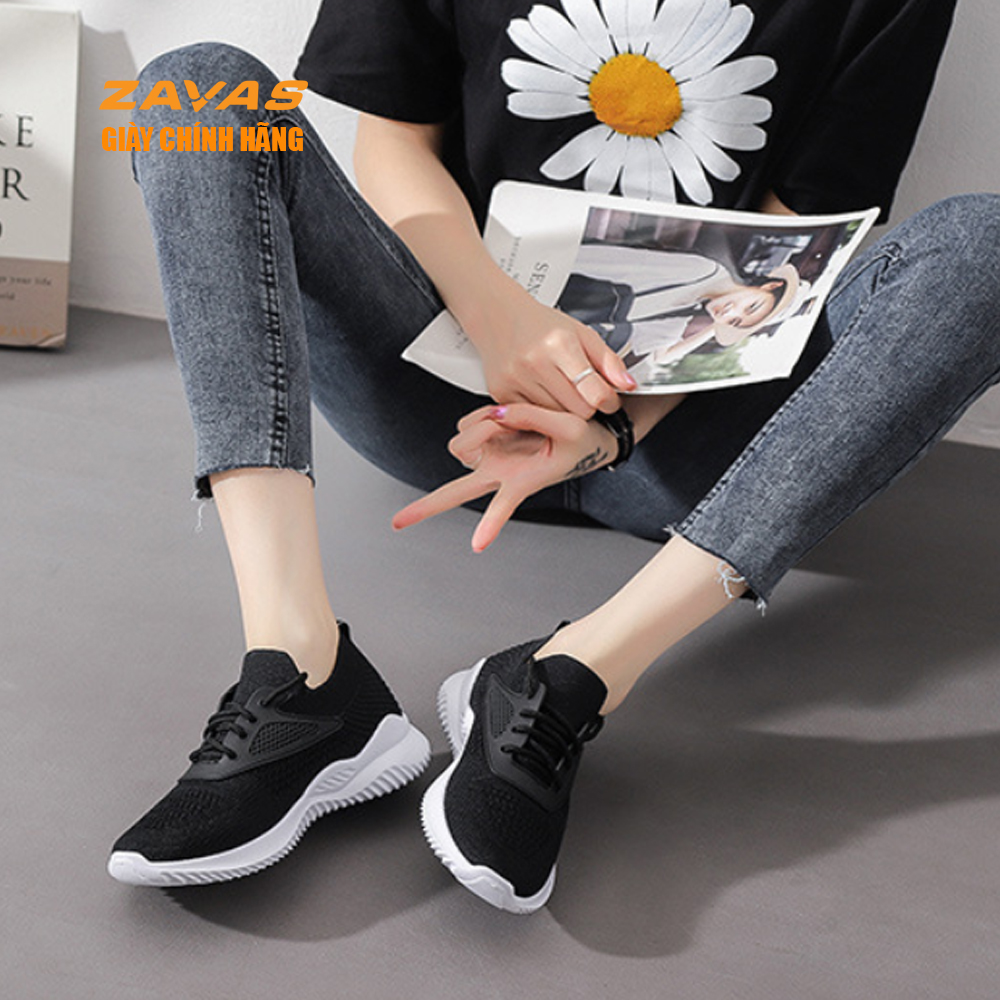 Giày thể thao sneaker nữ màu đen đế êm nhẹ thoáng khí thương hiệu ZAVAS - S392 - Hàng chính hãng