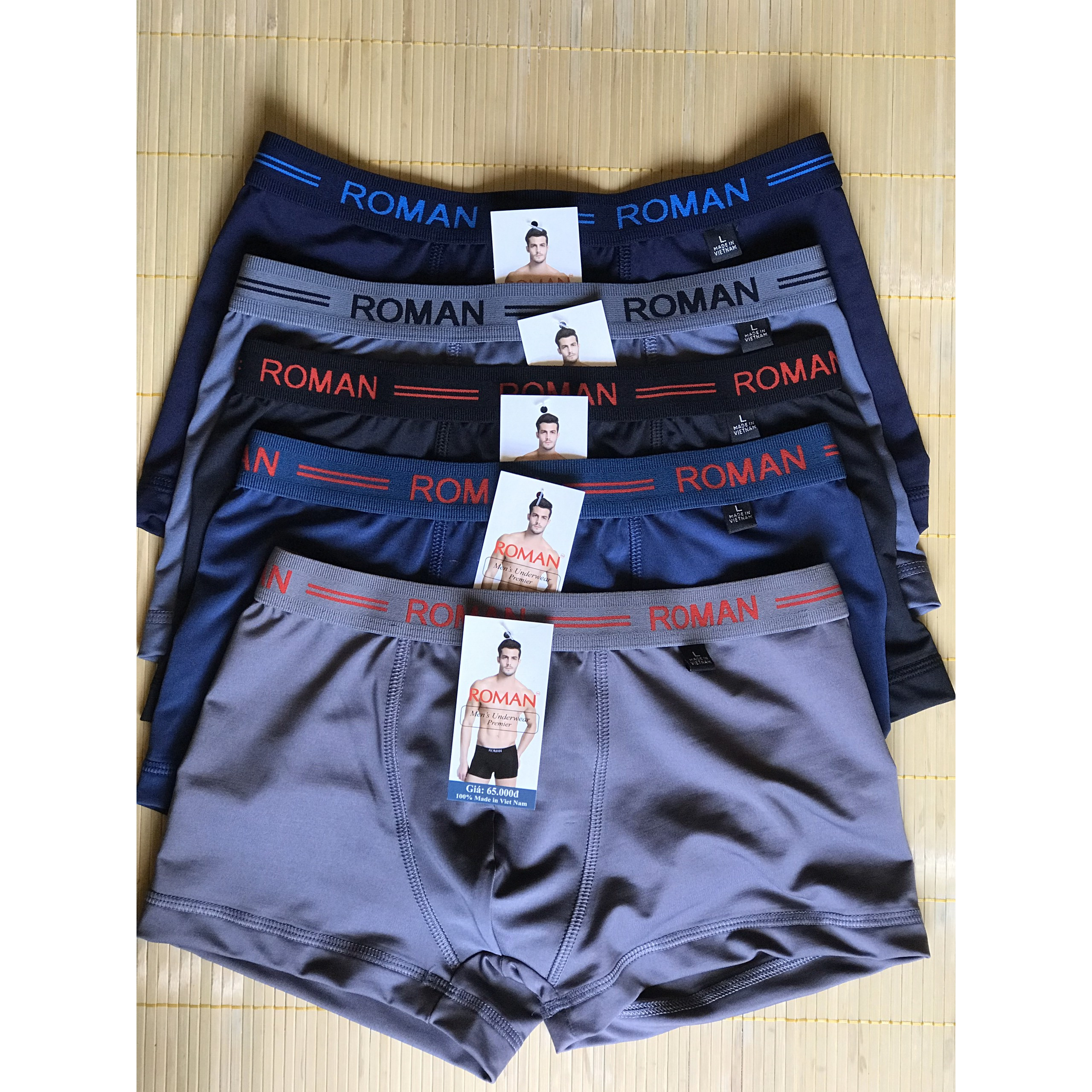 Combo 5 quần lót nam,sịp nam cao cấp(ROMAN,HEROMAN,TONNY) 5 màu,đùi boxer, lưng thun 3cm - Thun lạnh cực thoáng