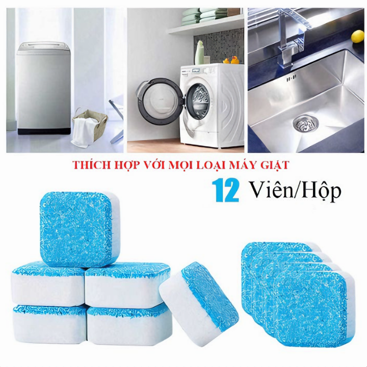 Hộp 12 viên tẩy vệ sinh lồng máy giặt diệt khuẩn và làm sạch lồng giặt hiệu quả KG9S - Hàng chính hãng