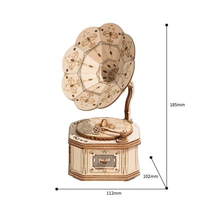 Mô hình gỗ 3D lắp ráp máy hát cổ điển Gramophone