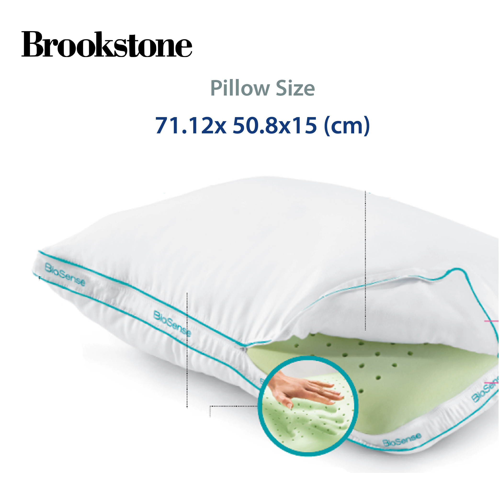 Gối Brookstone  Biosense 2in1 Queen Classic Pillow TEAL