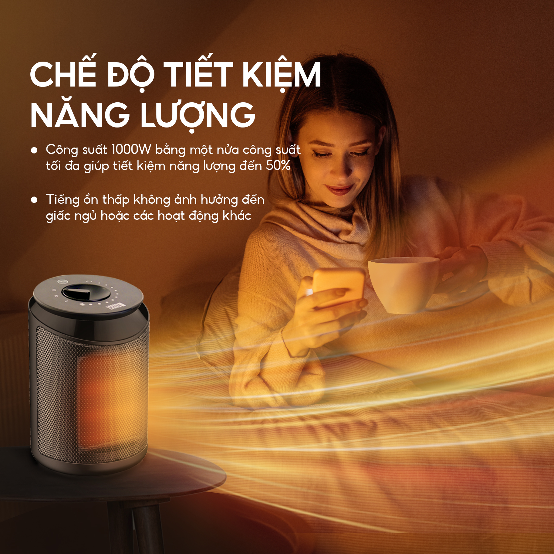 Máy sưởi mini Lebenlang LBL0278, quạt sưởi gốm 2000W, tiết kiệm điện không đốt oxy,an toàn, bảo hành 2 năm - hàng chính hãng