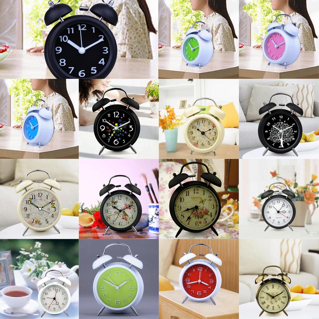 Classic Retro Vintage Double Bell Alarm Clock Silent Non-ticking Sweep Small Adorable Quartz Loud Alarm Clock with Night Light for Home Bedroom Bedside Office