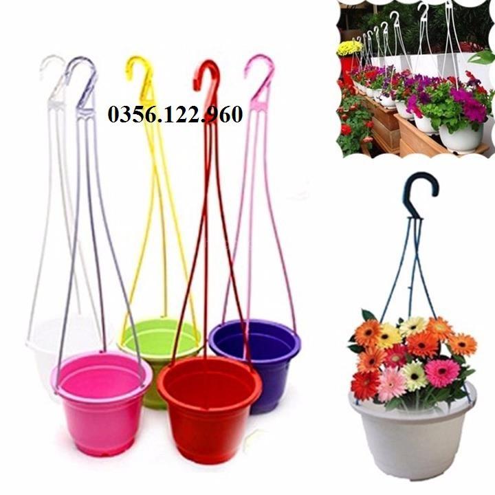 Bộ 10 chậu nhựa treo đủ màu hình tròn