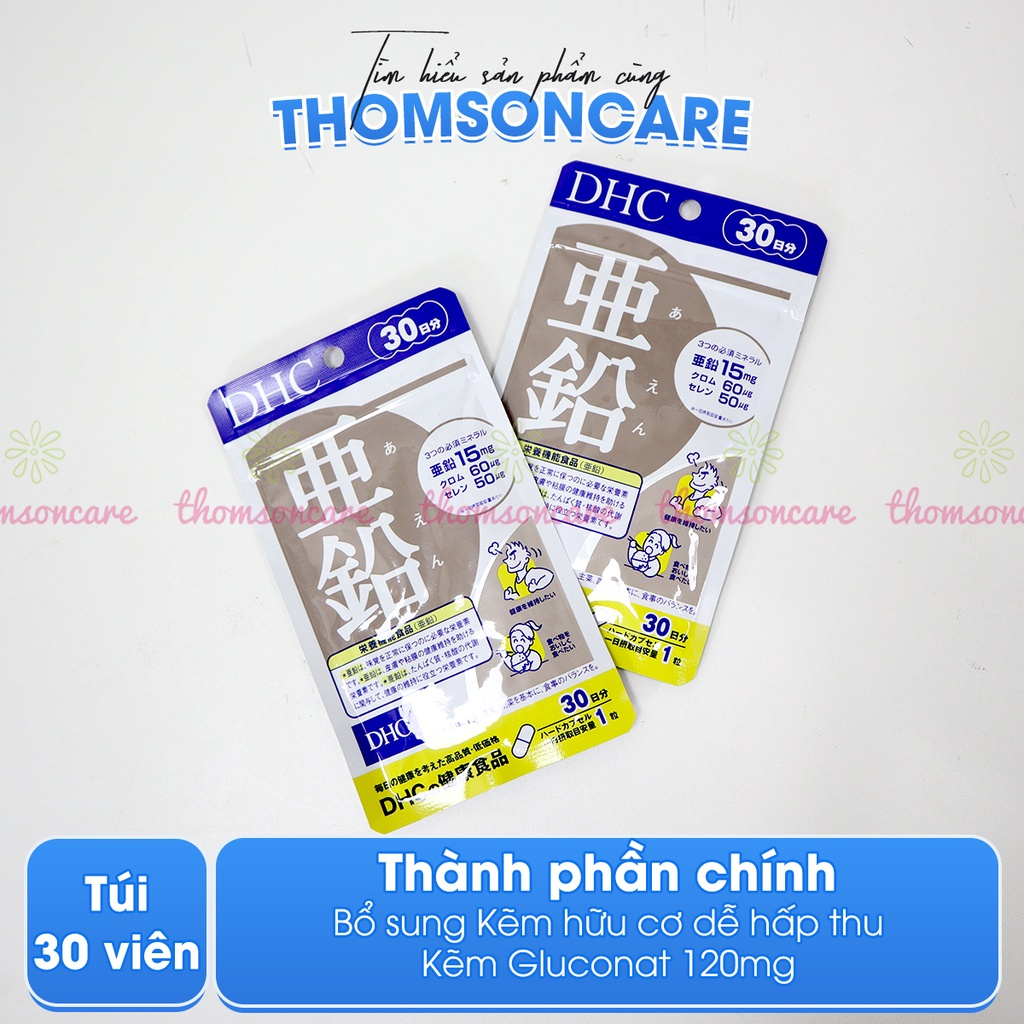 Combo làm trắng da, tóc khỏe L Cystine 60v, Kẽm DHC 30v, DHC Vitamin C 60v cho người bị mụn vitamin c dhc l cystine - Thomsoncare