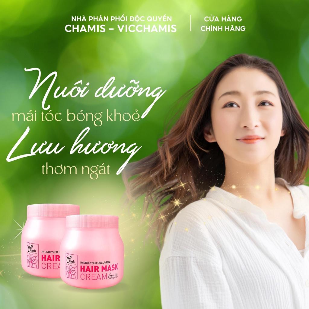 Kem Ủ Phục Hồi Tóc CHAMIS Collagen Siêu Bóng Mượt Hương Sen Lưu Hương 24 Giờ