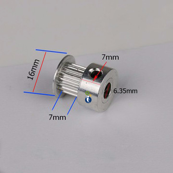 Buly, Puly, Pulley Trục 6.35mm - 20 Răng, sử dụng với dây đai 2GT-6mm