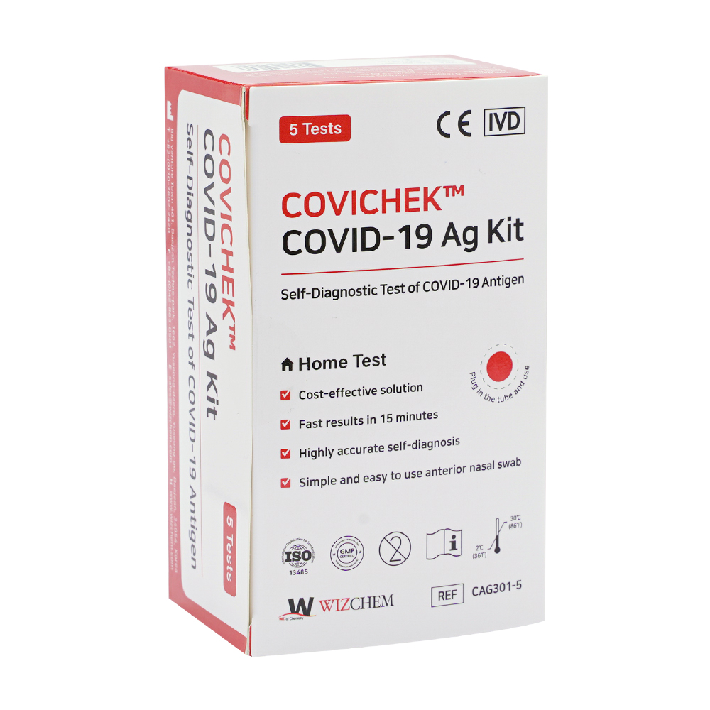 Dụng cụ xét nghiệm nhanh COVID-19 COVICHEK COVID-19 Ag Kit (Hộp 5 bộ kit)