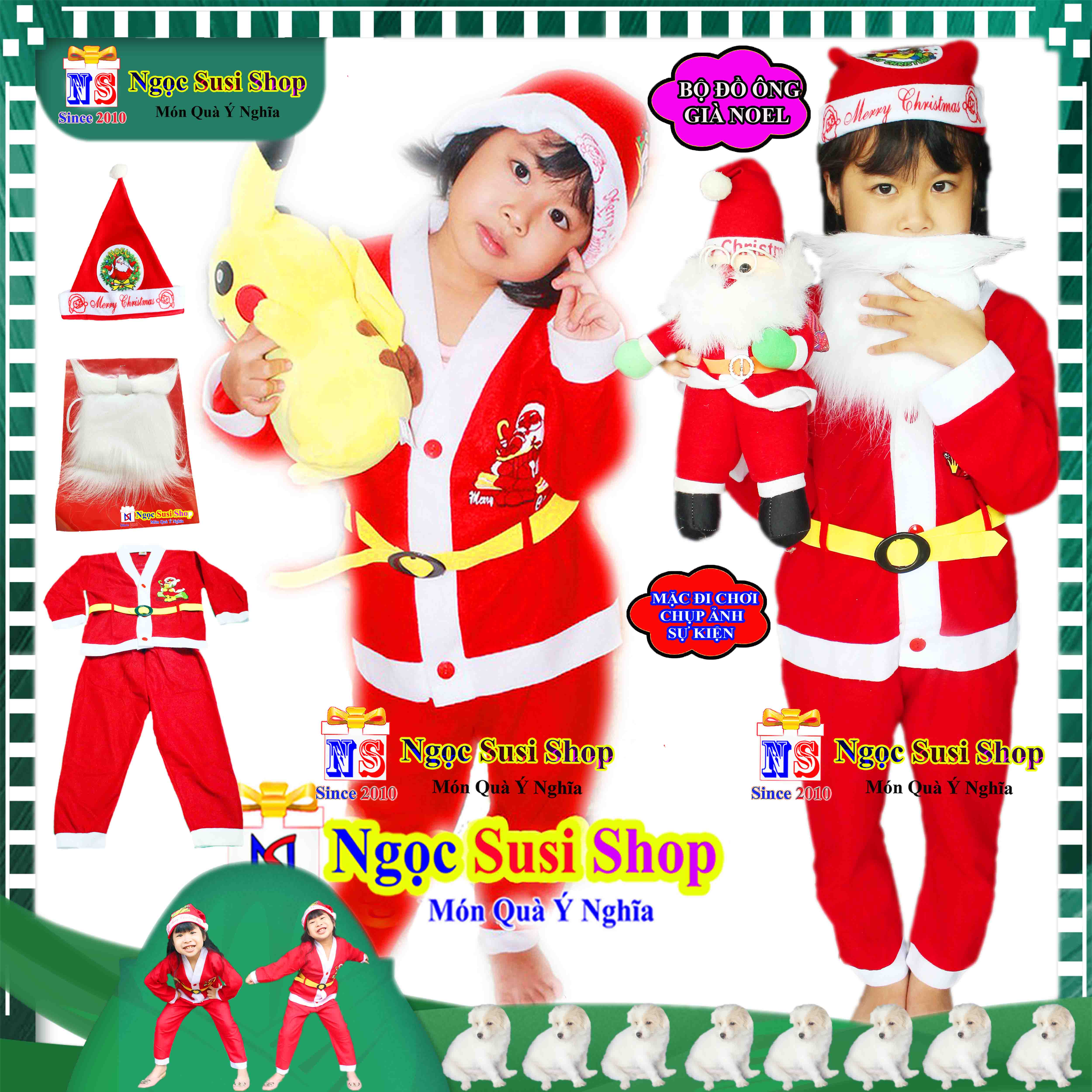 BỘ ĐỒ NOEL CHO BÉ QUẦN ÁO ÔNG GIÀ NOEL CHO BÉ CHẤT VẢI NỈ - TRANG PHỤC NOEL GIÁNG SINH TỪ 1 - 10 TUỔI