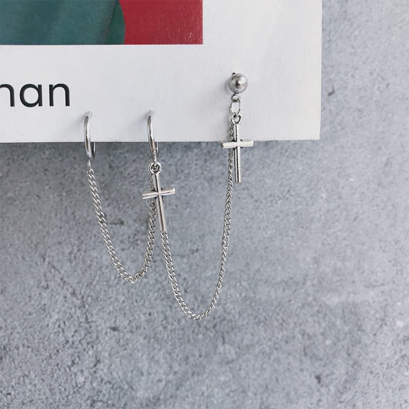 Bông tai unisex ba điểm đeo dáng ôm thời trang bao ngầu