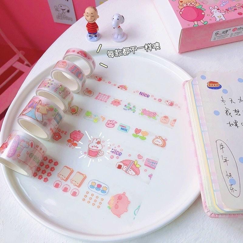 Hộp Washi sticker siêu cute - Washi Tape dễ thương trang trí sổ, vở, quà tặng - Băng dính họa tiết hoạt hình