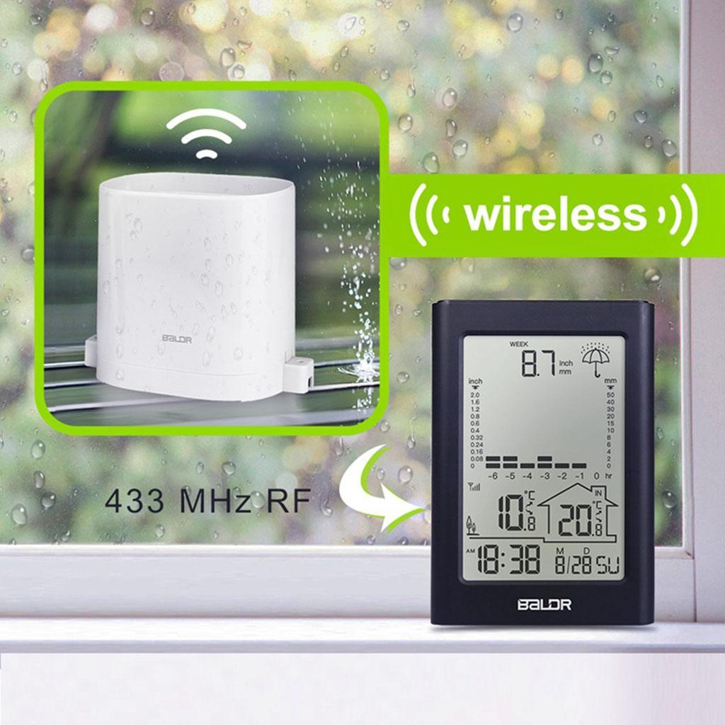 Rain Gauge Rainfall History Weather Station Gauge Rainfall for in/Outdoor Black