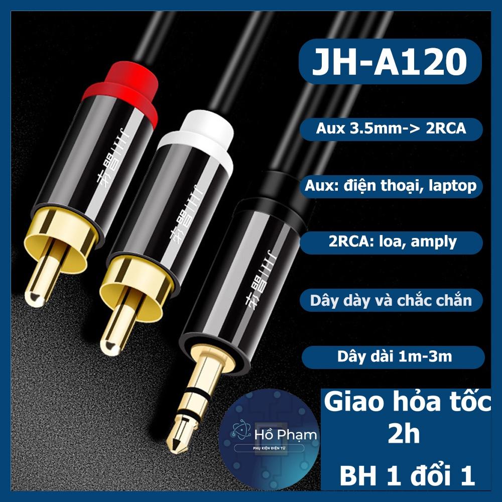 Cáp chuyển AUX 3.5mm ra âm thanh 2RCA cho loa, amply - Jinghua A120 - Hồ Phạm