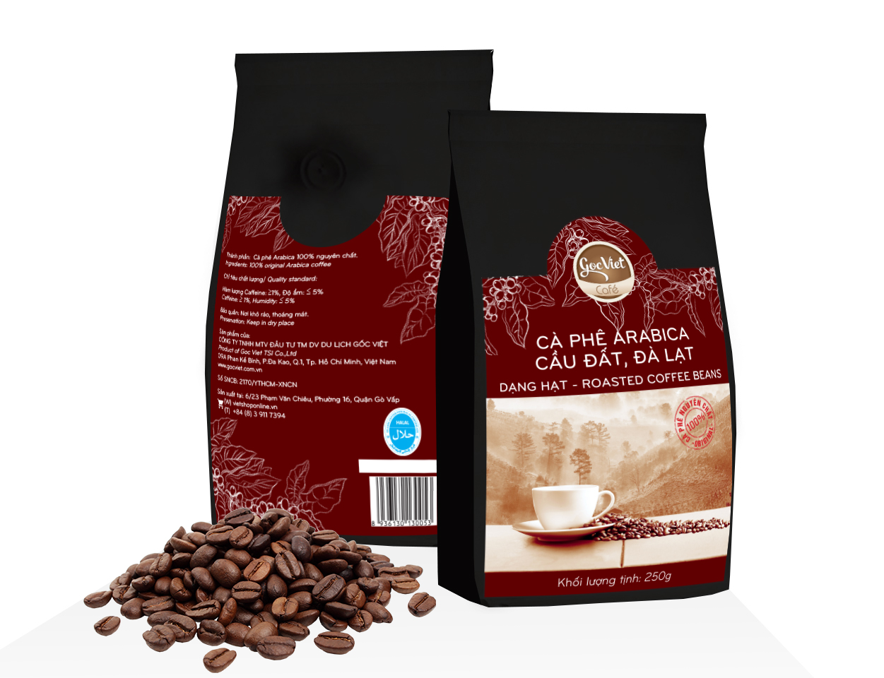 Cà phê Arabica Cầu Đất , Đà Lạt - 100% cà phê nguyên chất dạng hạt 250g