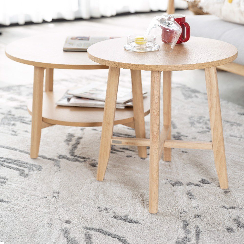 Set 2 Bàn Sofa - Bàn Cafe - Bàn Trà Tròn Gỗ Sồi MOHO OSLO 901