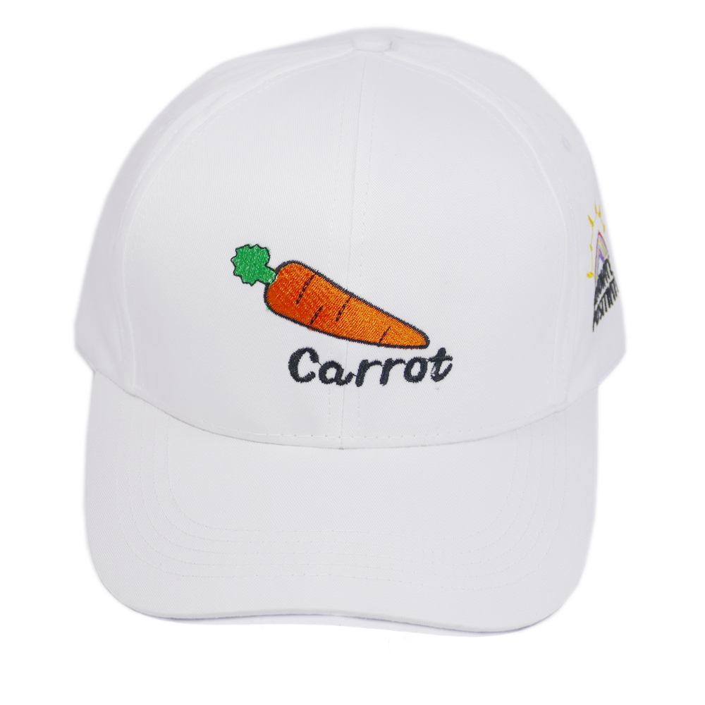 Nón kết cà rốt thời trang, độc đáo thêu nổi hình và chữ Carrot kèm hình cầu vồng bên hông nón, khóa cửa sổ gài - Hạnh Dương