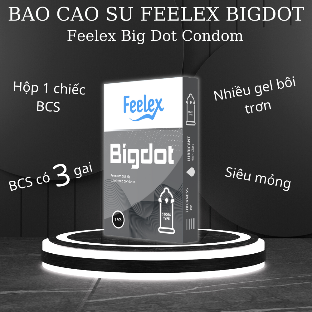 Bao cao su Feelex Bigdot Gân Gai Bi lớn nhiều gel bôi trơn, Hộp 1 bcs