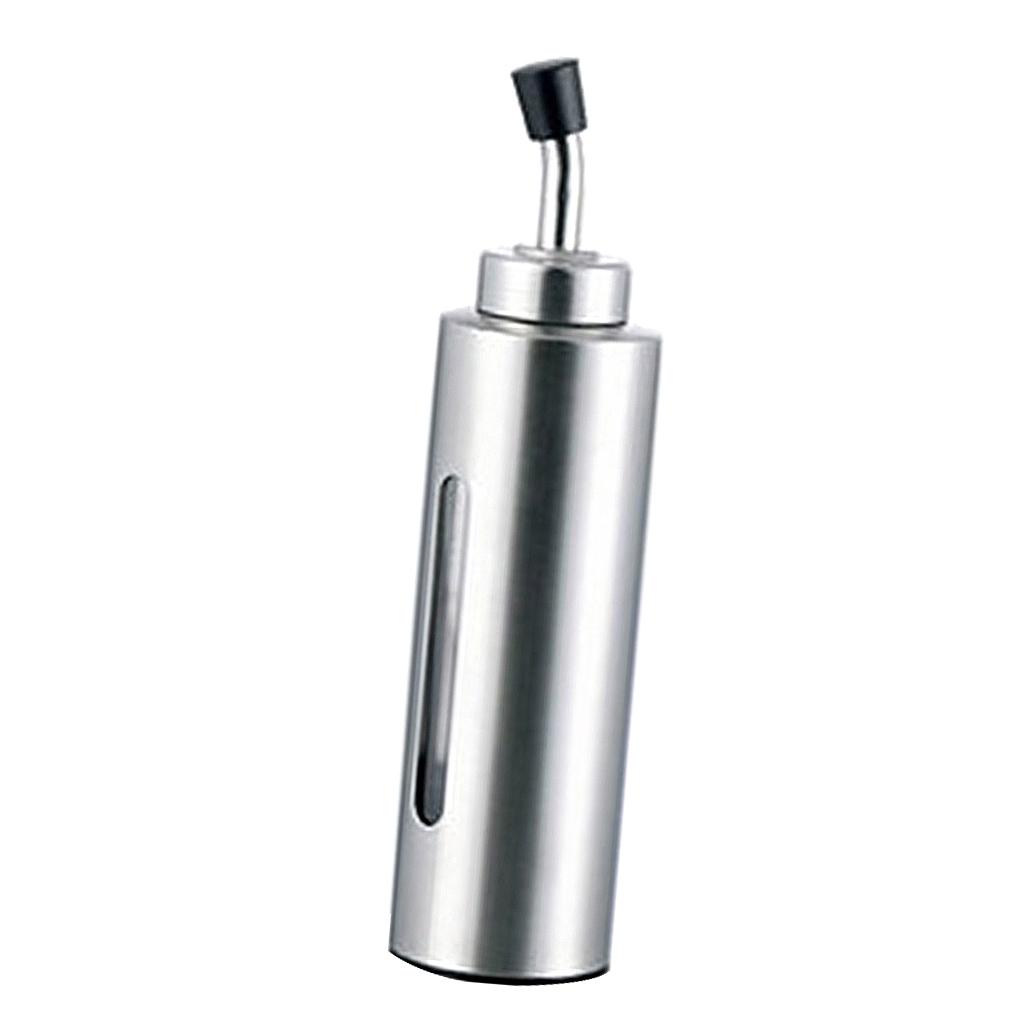 Stainless Steel Oil Vinegar Cruet Clear Glass Bottle Sealed Cap 240ml