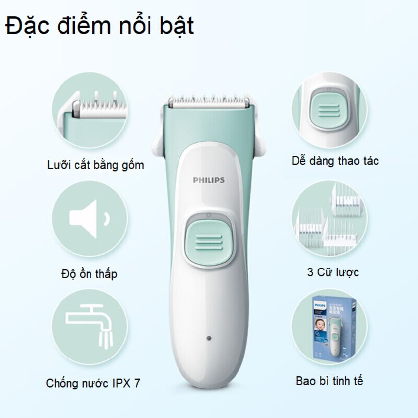 Tông đơ cắt tóc trẻ em thương hiệu Philips HC1055/15 cao cấp - Hàng nhập khẩu