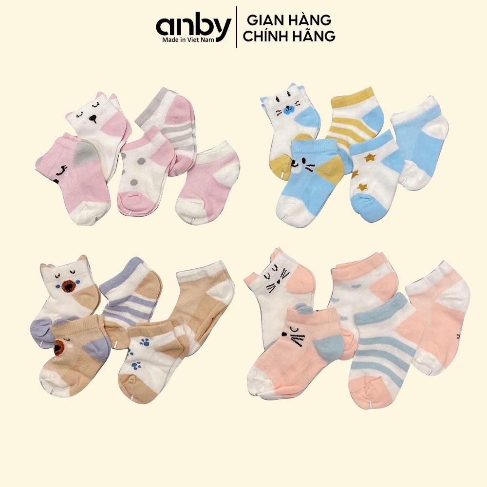 Set 5 đôi tất lưới trẻ em ANBY cotton chống trượt cho bé từ sơ sinh đến 2 tuổi